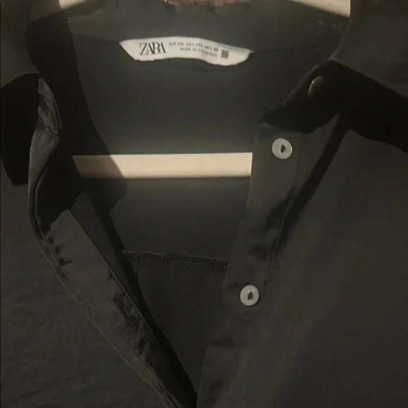 Zara Black Button Down Shirt with Long Sleeves - Picture 3 of 7